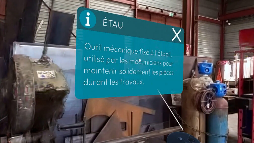 Zone textuelle ajoutée en 3D décrivant l'outil