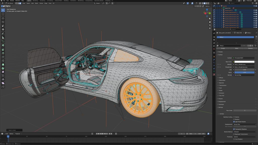 Modélisation 3D de la voiture du configurateur de véhicule