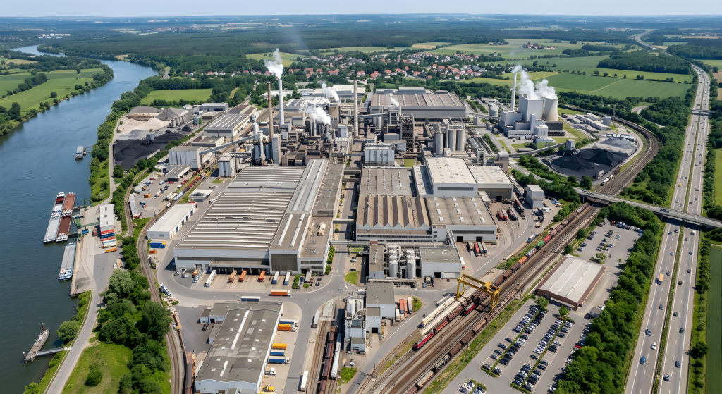 Vue aérienne 360° d'un site industriel réalisée par drone